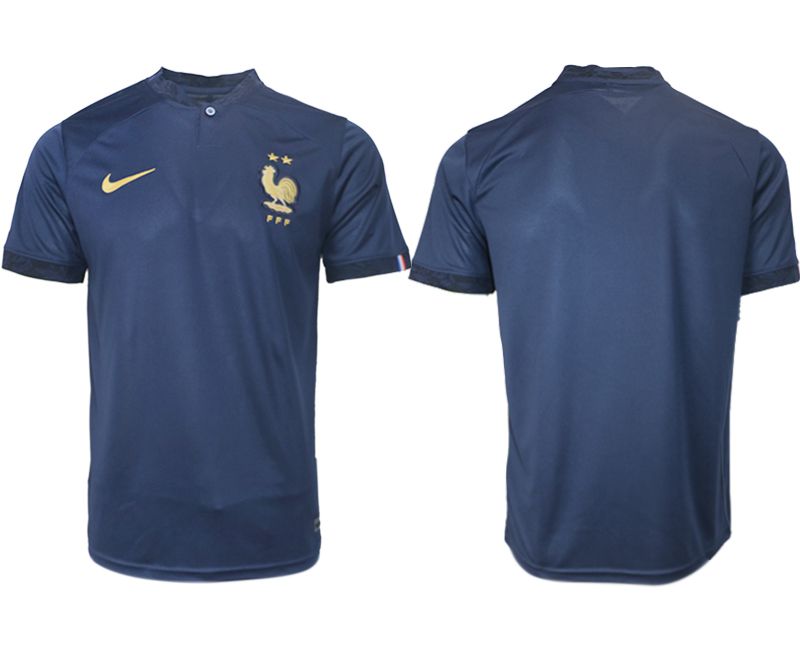 Men 2022 World Cup National Team France home aaa version blue blank Soccer Jerseys->france jersey->Soccer Country Jersey